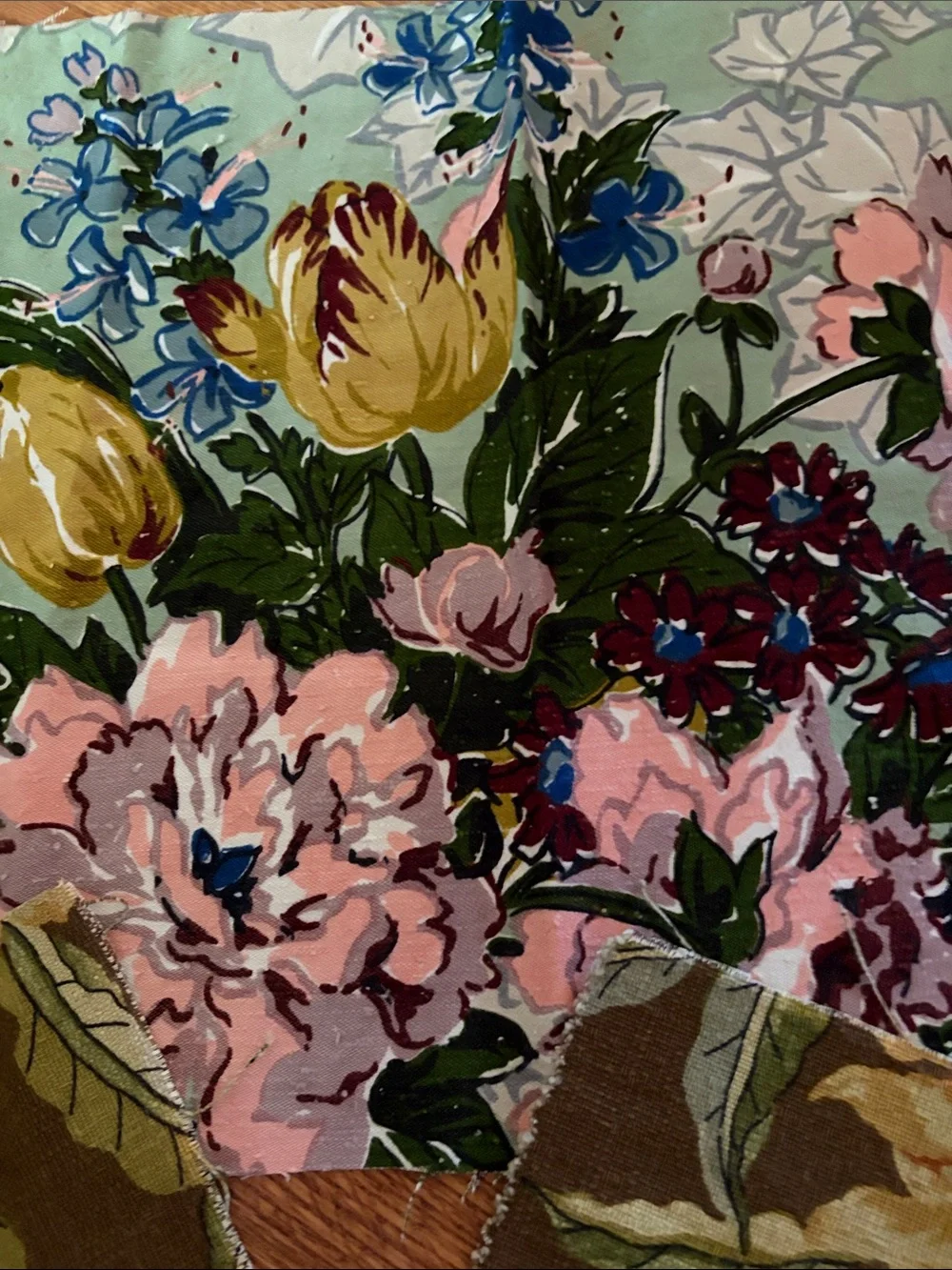 Vintage fabric swatches decorative kitchen